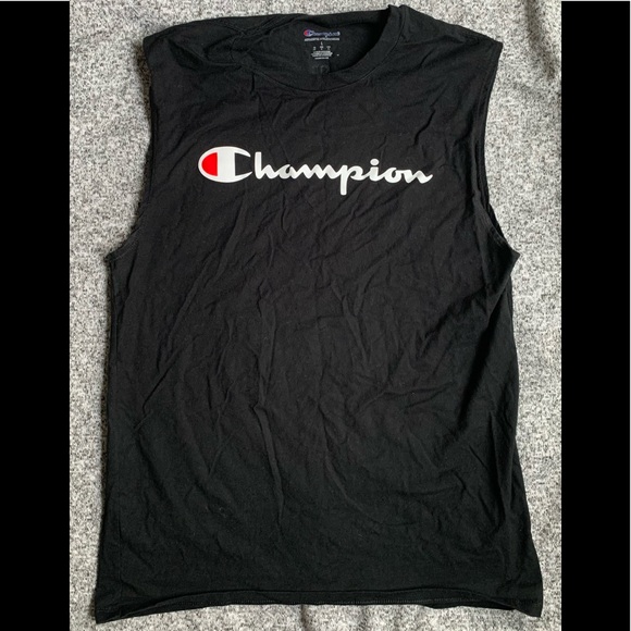 Men’s Champion Sleeveless Shirt - Size LARGE - Workout Gym Top - Black t-shirt - Picture 7 of 9